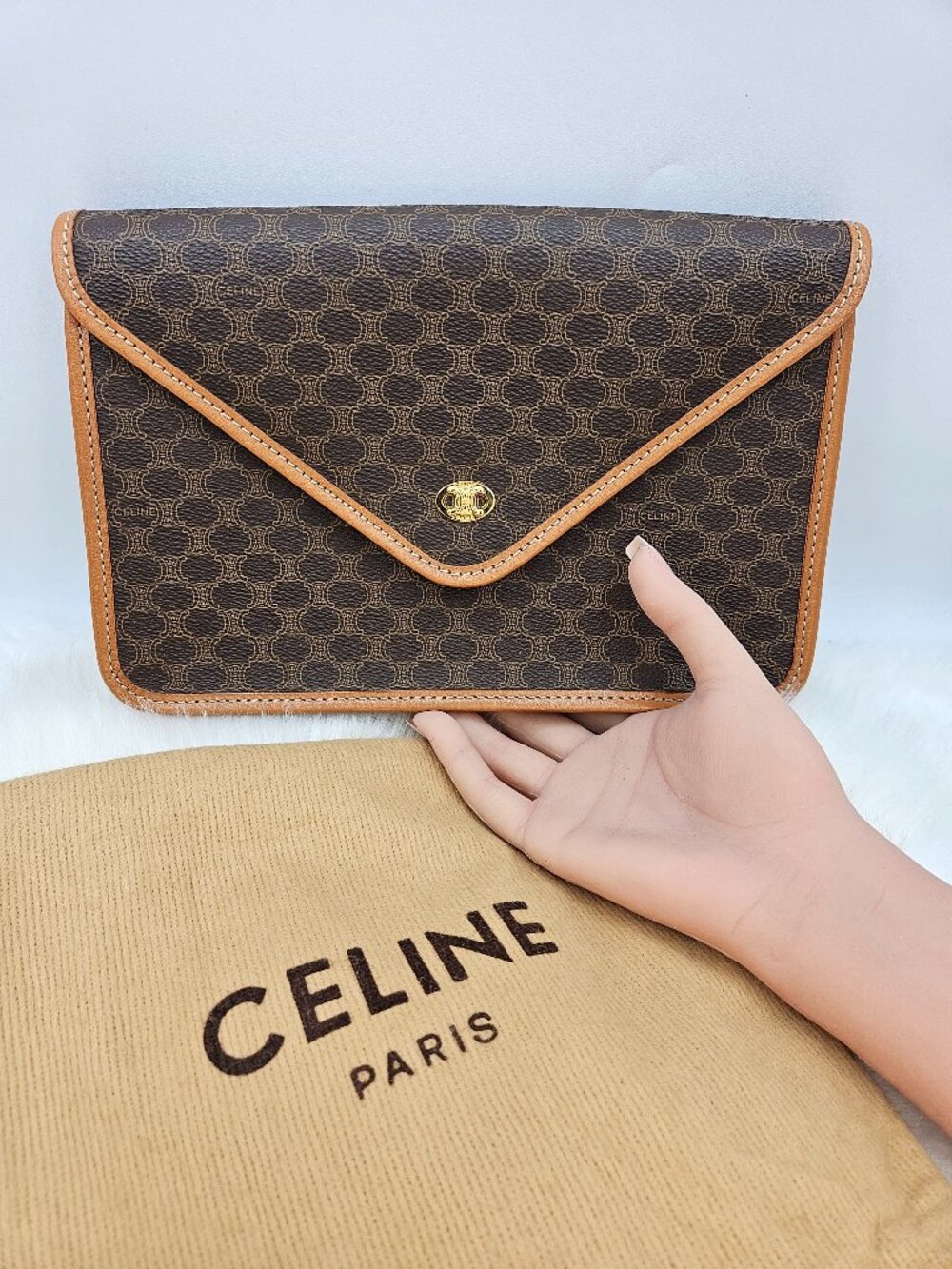 Céline Macadam Triomphe Leather Pochette Envelope Clutch